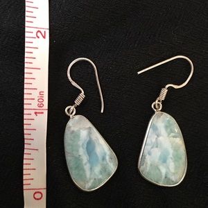 Silver earrings with Larimar colored stone